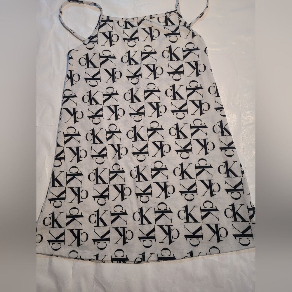 Calvin Klein White Logo Slip Spaghetti Top Size 8-10